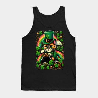 Funny cat shamrock Tank Top